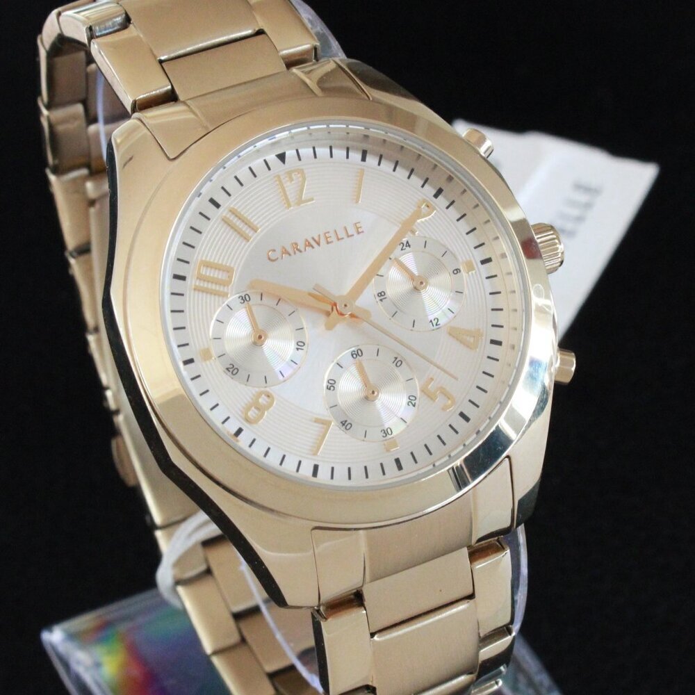 Caravelle Ladies Chronograph By Bulova Champagne Dial 36mm - Picture 5 of 12